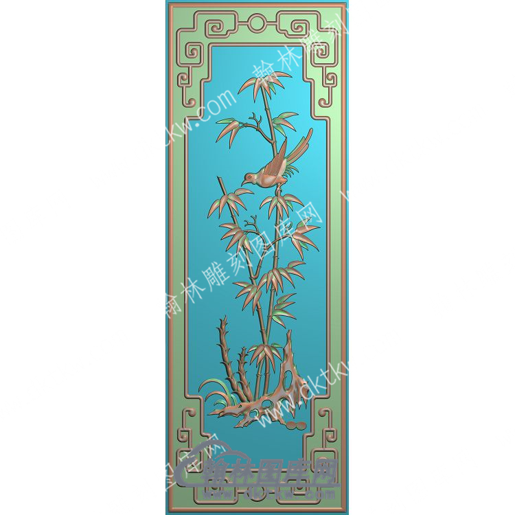 中式竹子鸟精雕图（ZSZW-564）.jpg