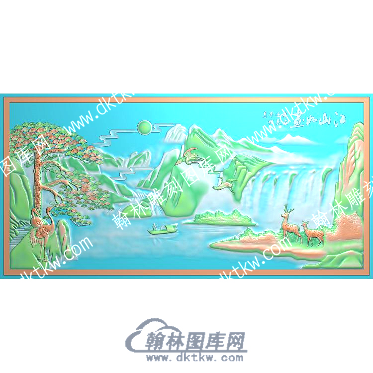 中式梅花鹿松鹤精雕图（ZSZW-444）.jpg