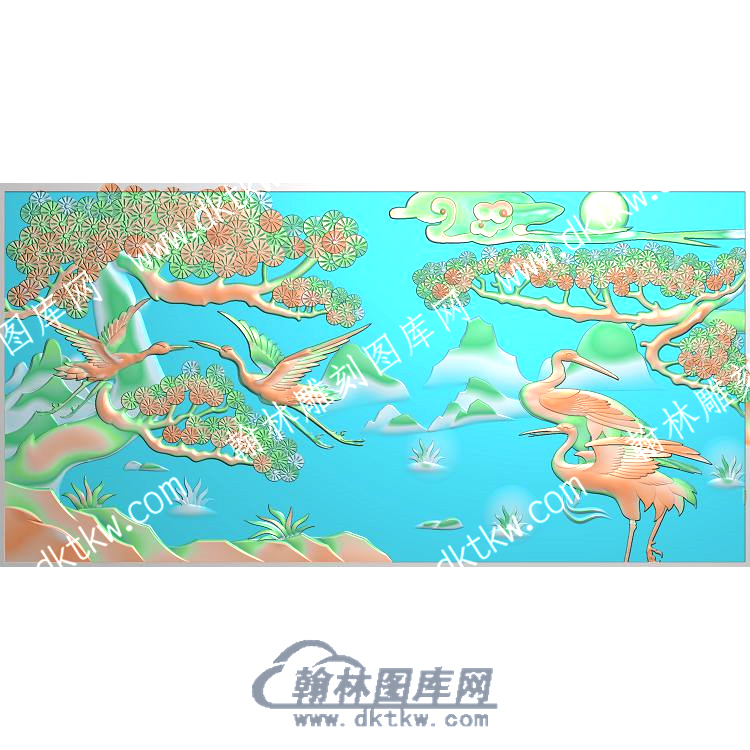中式山松鹤精雕图（ZSZW-387）.jpg