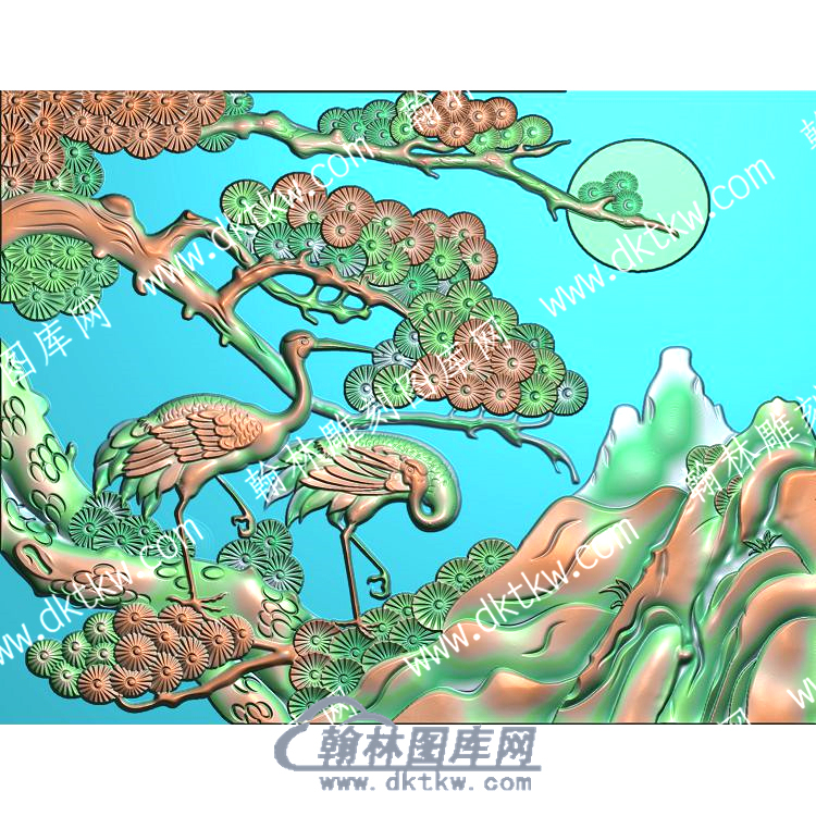 中式山松鹤精雕图（ZSZW-410）.jpg