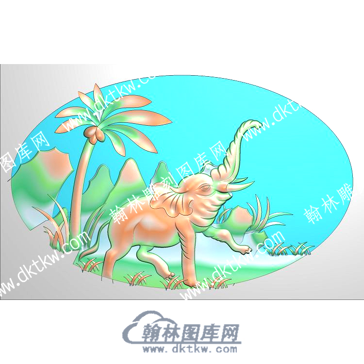中式大象椰树精雕图（ZSDW-496）.jpg