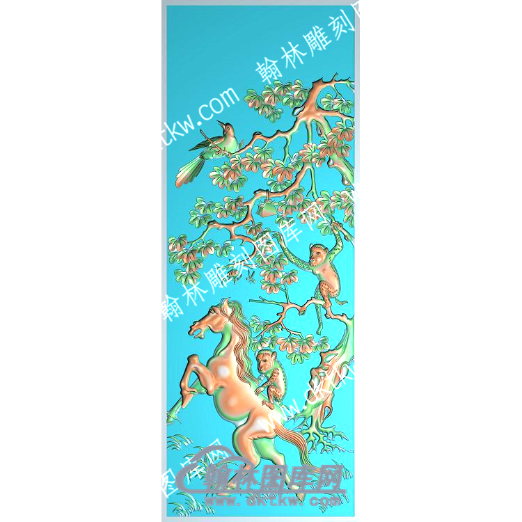 中式马猴子鸟精雕图（ZSDW-507）.jpg