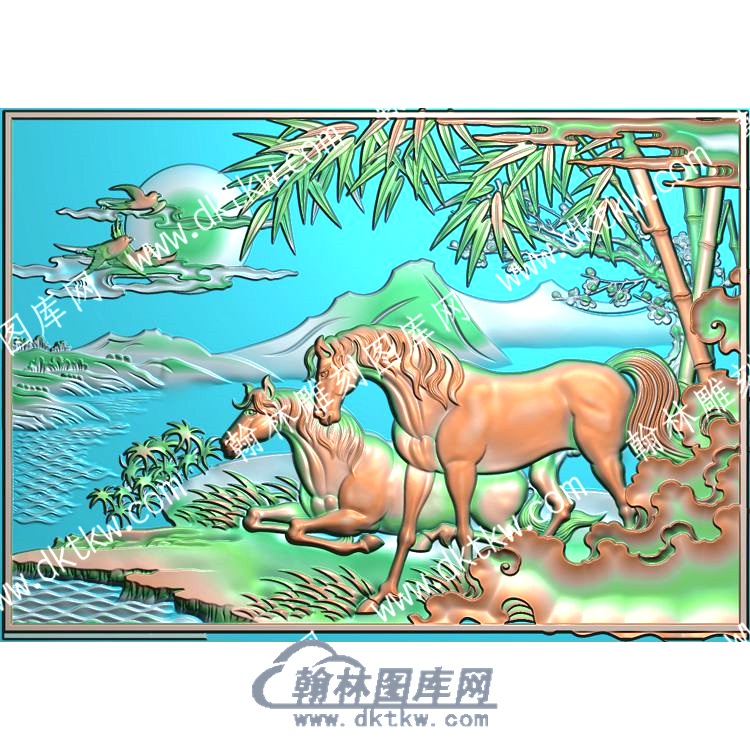 中式竹子马精雕图（ZSDW-506）.jpg