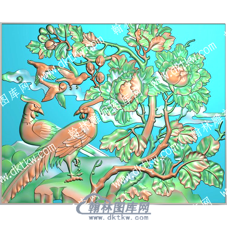 中式花锦鸡精雕图（ZSDW-527）.jpg