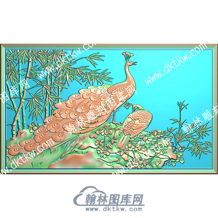 中式竹子孔雀精雕图（ZSDW-521）.jpg