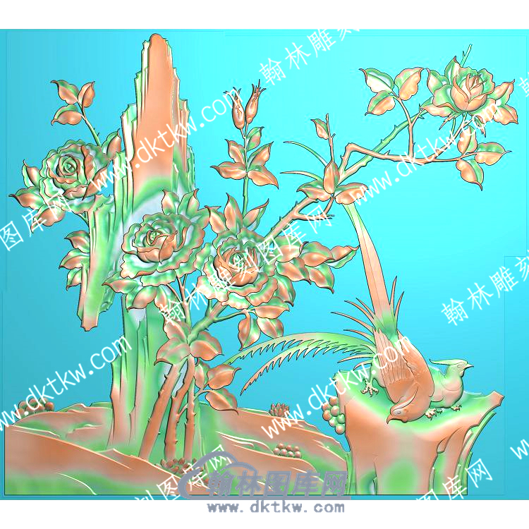 中式花鸟锦鸡精雕图（ZSDW-557）.jpg