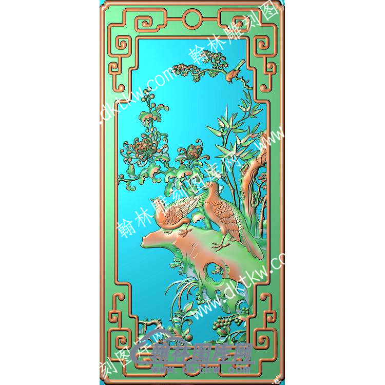 中式菊花鸟精雕图（ZSZW-704）.jpg