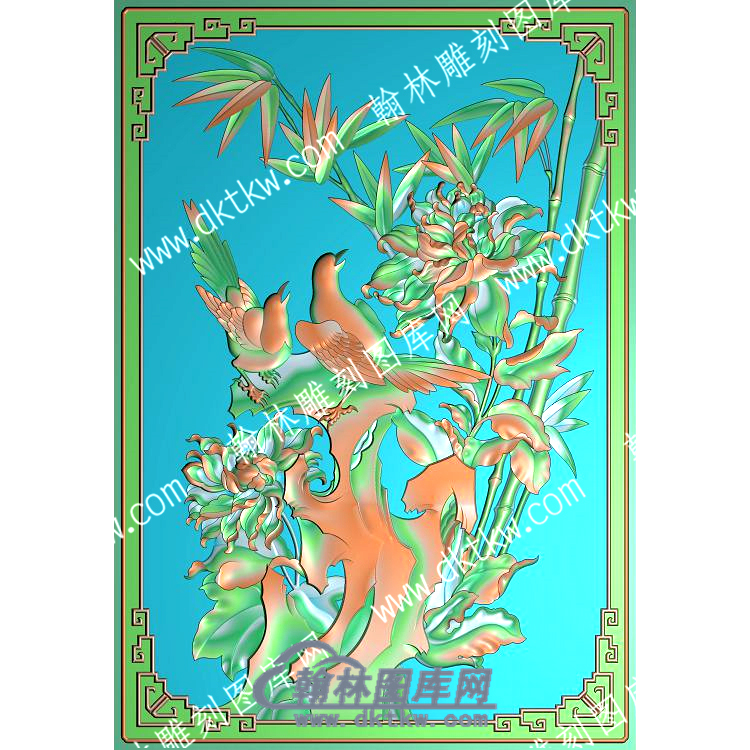 中式菊花鸟精雕图（ZSZW-705）.jpg