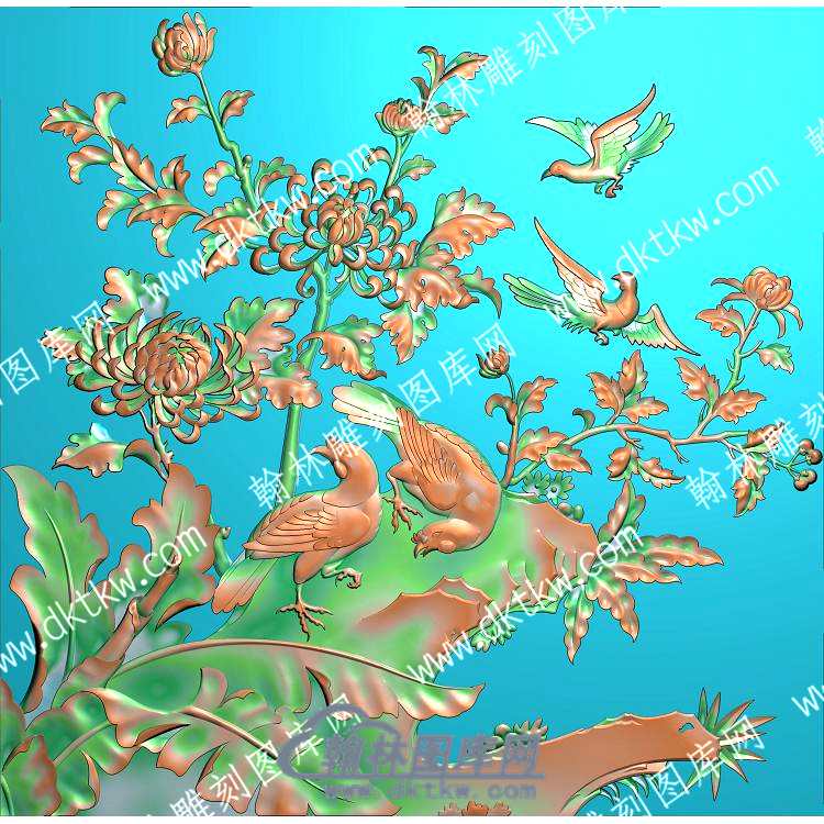 中式菊花鸟精雕图（ZSZW-711）.jpg