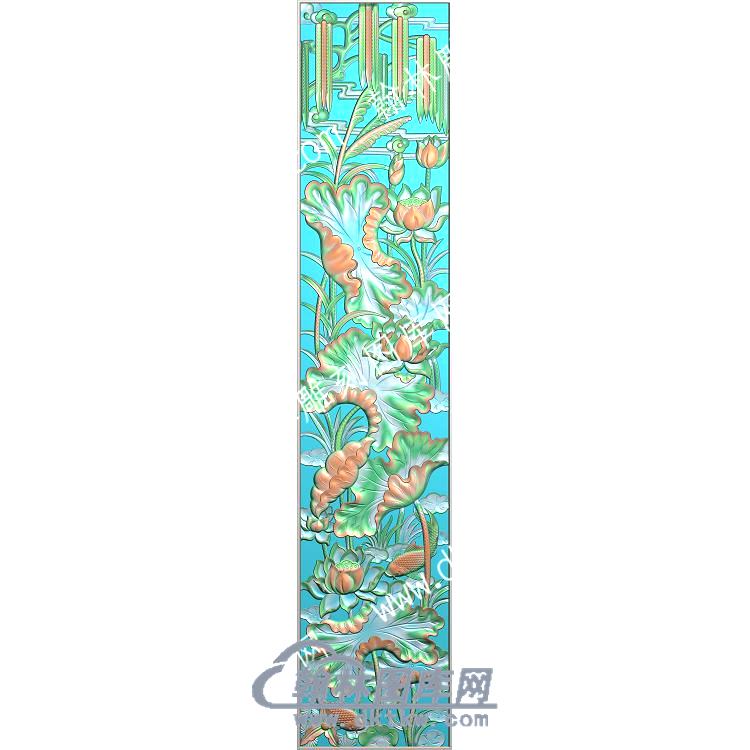 中式荷叶荷花精雕图（ZSZW-142）.jpg