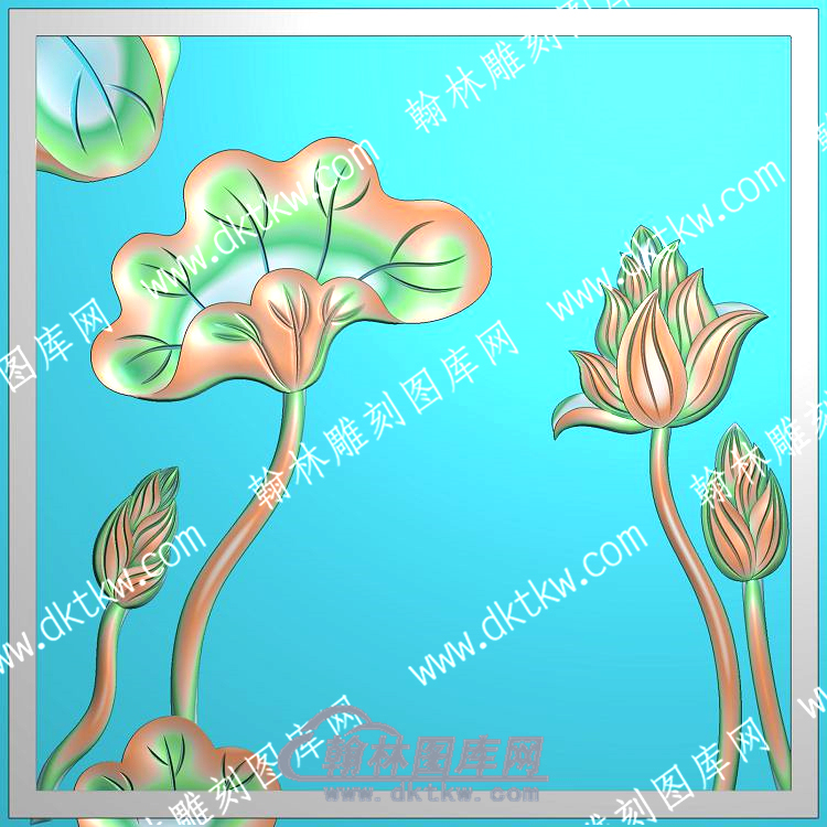 中式荷叶莲花精雕图（ZSZW-225）.jpg