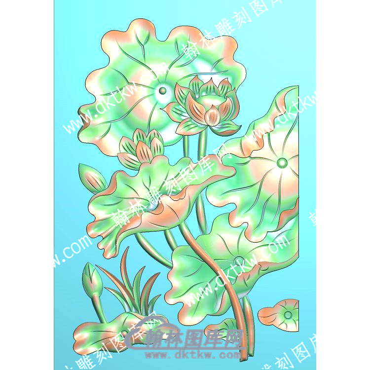 中式荷叶莲花水草精雕图（ZSZW-240）.jpg