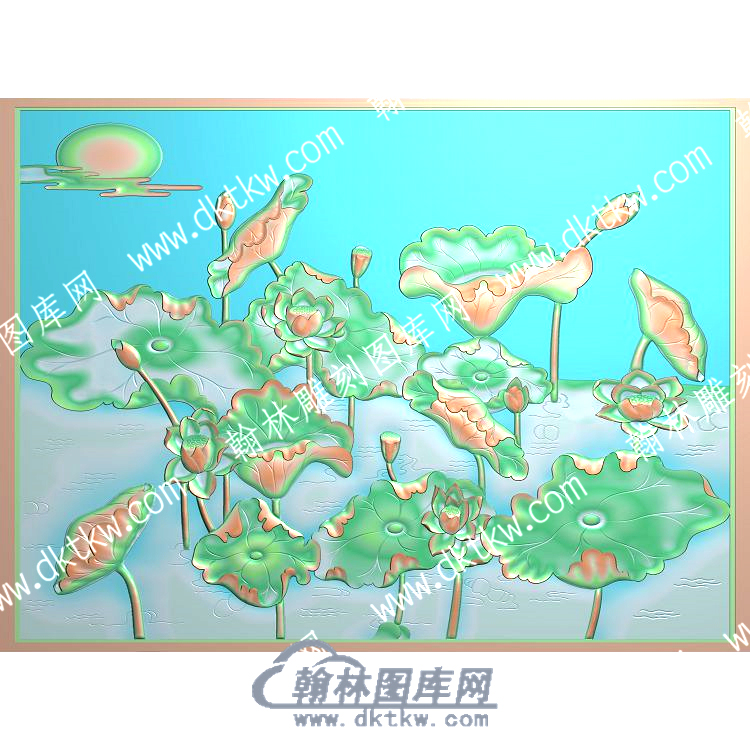 中式莲花荷叶莲蓬精雕图（ZSZW-215）.jpg