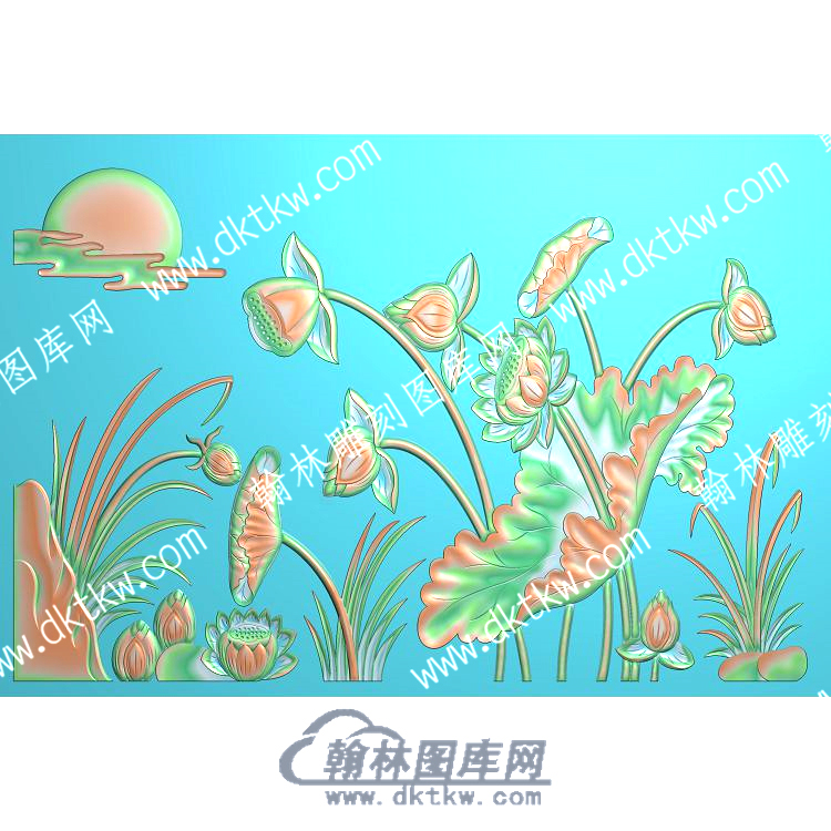 中式莲花荷叶水草莲蓬精雕图（ZSZW-216）.jpg
