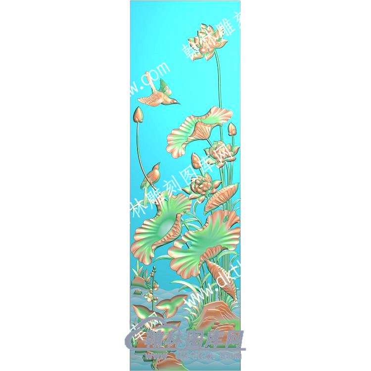 中式莲花荷叶水草鸟精雕图（ZSZW-186）.jpg