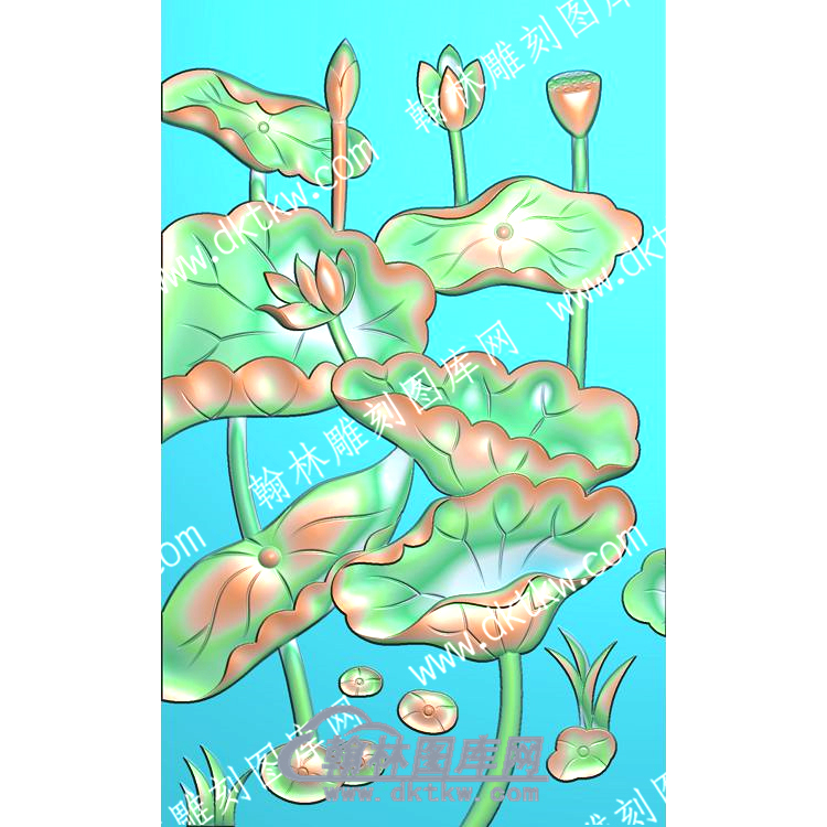 中式莲花莲蓬荷叶精雕图（ZSZW-238）.jpg