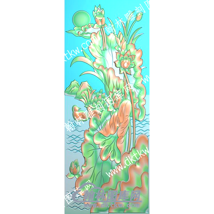 中式鸳鸯荷叶莲花精雕图（ZSZW-152）.jpg
