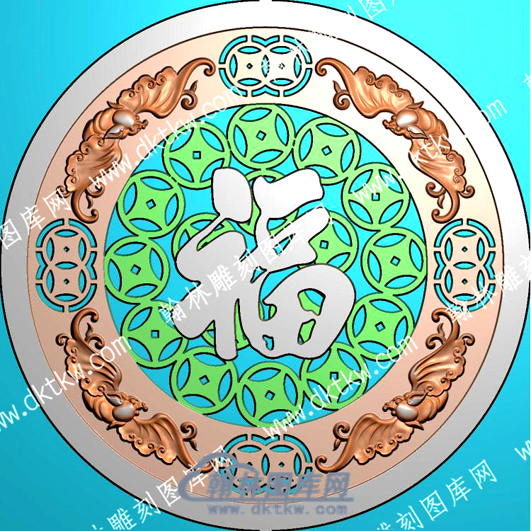 四蝙蝠铜钱福精雕图（ZSDW-411）.jpg