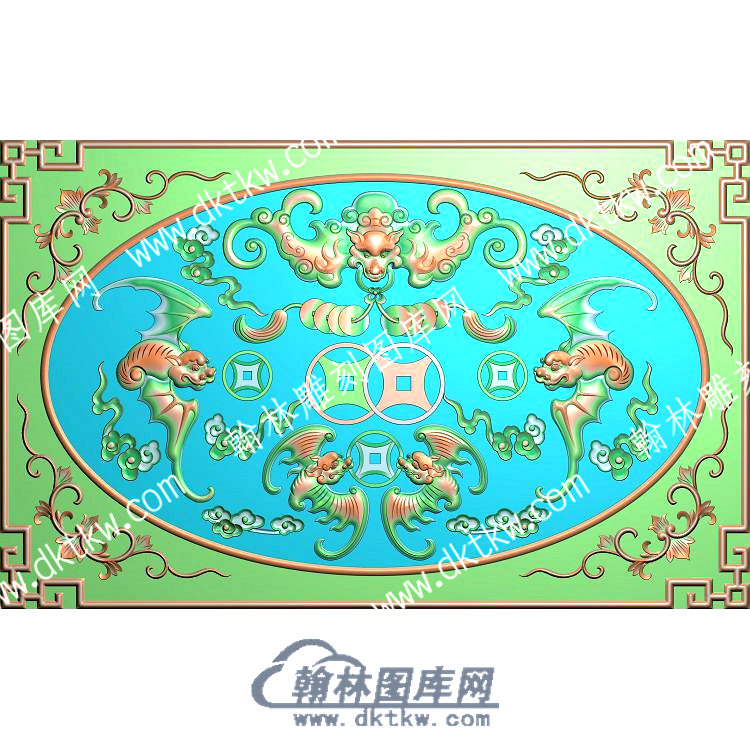 五蝙蝠铜钱祥云精雕（ZSDW-397）.jpg