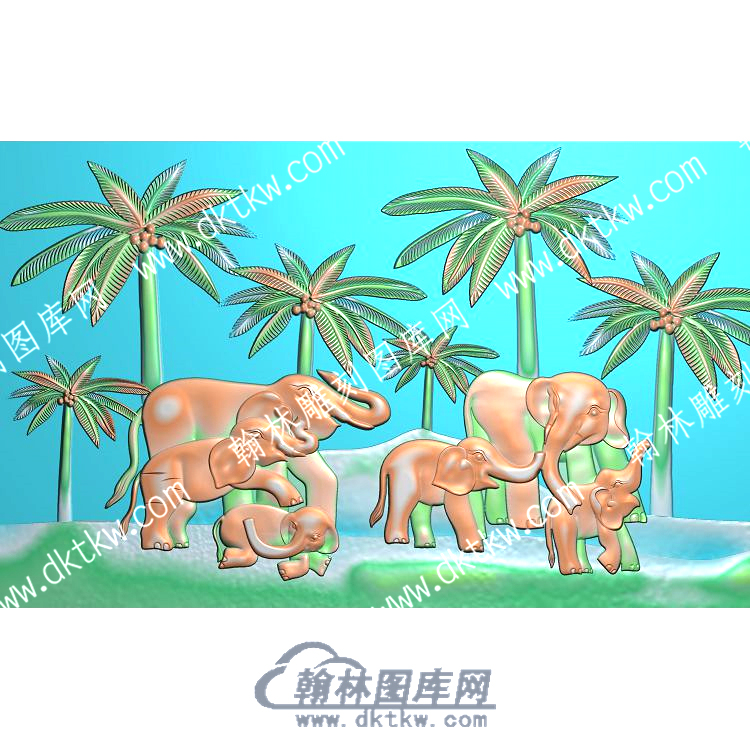 大象椰树精雕图（ZSDW-417）.jpg