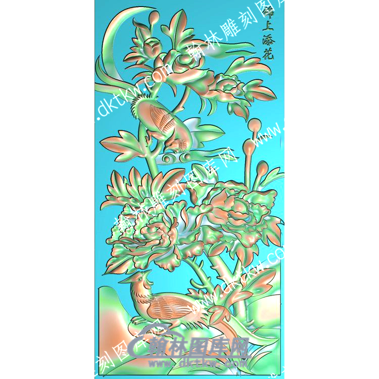 中式锦上添花牡丹锦鸡精雕图（ZSZW-307）.jpg