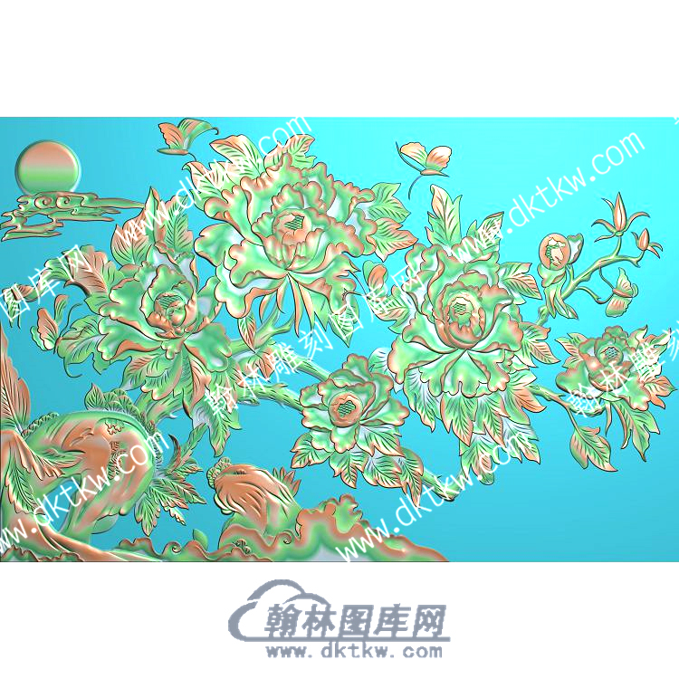 中式牡丹蝴蝶精雕图（ZSZW-279）.jpg