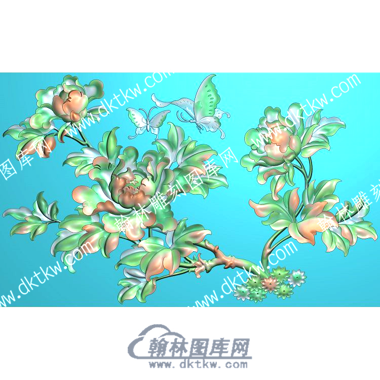 中式牡丹蝴蝶精雕图（ZSZW-303）.jpg