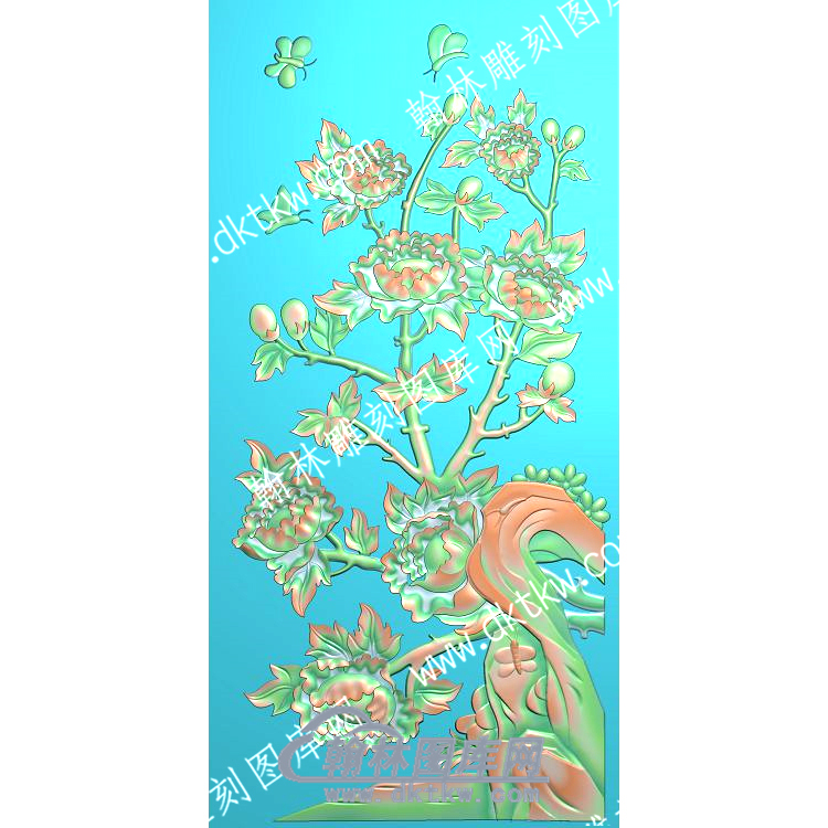 中式牡丹蝴蝶精雕图（ZSZW-373）.jpg