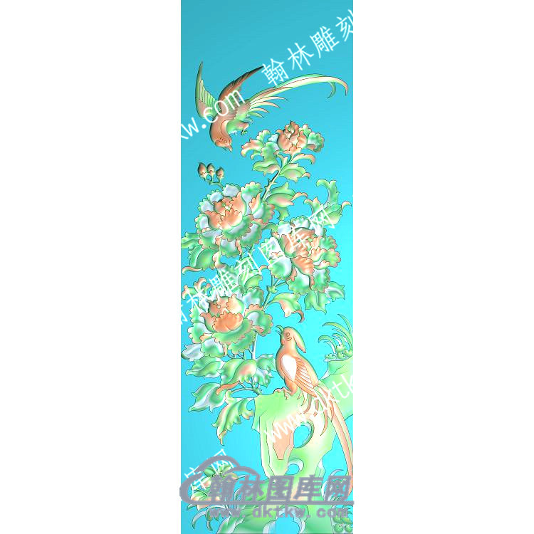 中式牡丹花鸟精雕图（ZSZW-264）.jpg