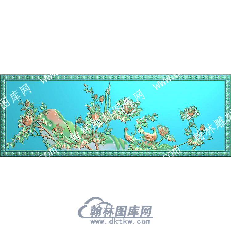 中式牡丹花鸟精雕图（ZSZW-282）.jpg