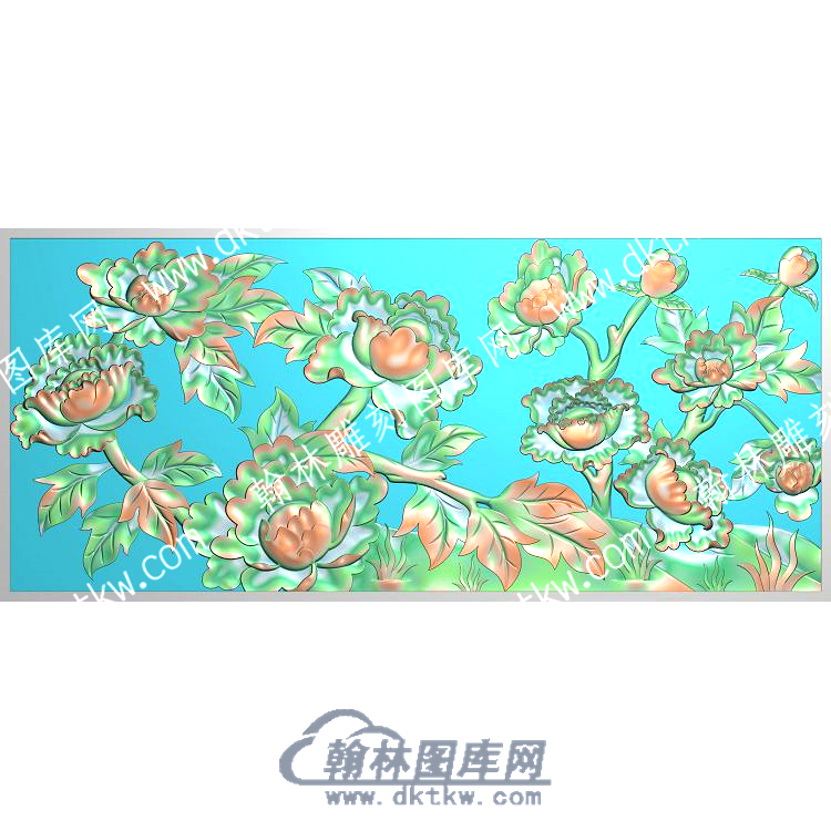 中式牡丹花鸟精雕图（ZSZW-357）.jpg