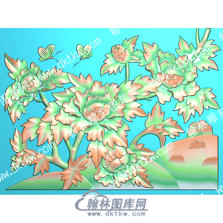 中式牡丹花鸟精雕图（ZSZW-359）.jpg