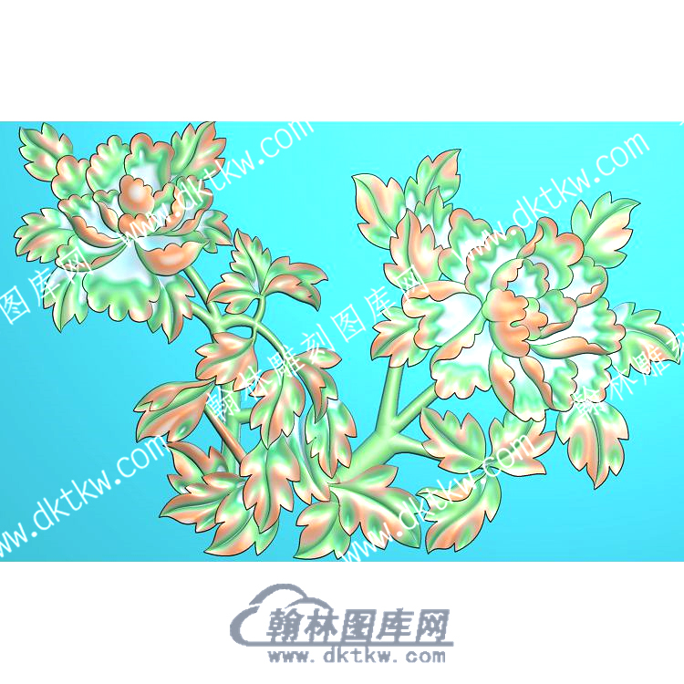 中式牡丹花鸟精雕图（ZSZW-360）.jpg