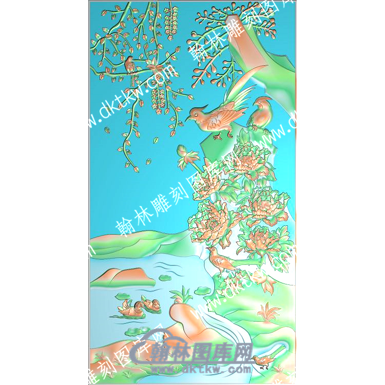 中式牡丹花鸟鸳鸯精雕图（ZSZW-295）.jpg