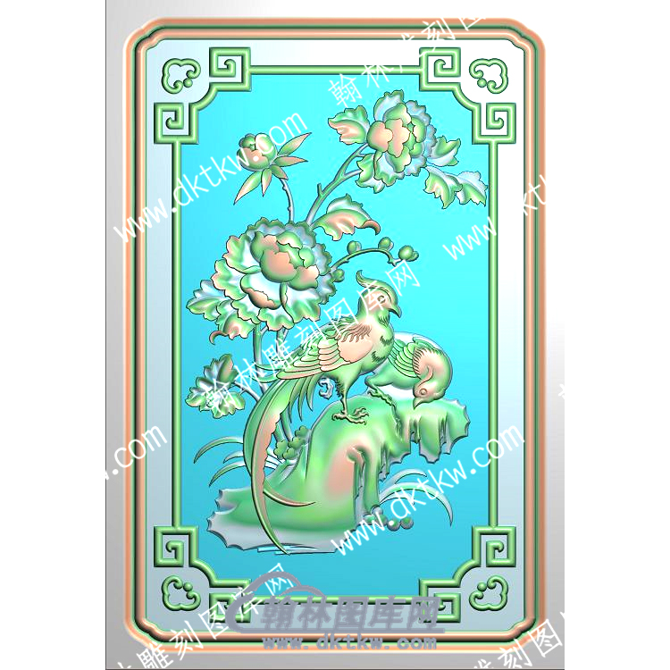 中式牡丹锦鸡精雕图（ZSZW-319）.jpg