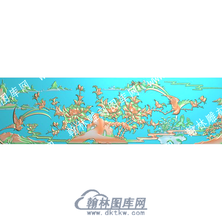 中式牡丹锦鸡山水精雕图（ZSZW-347）.jpg