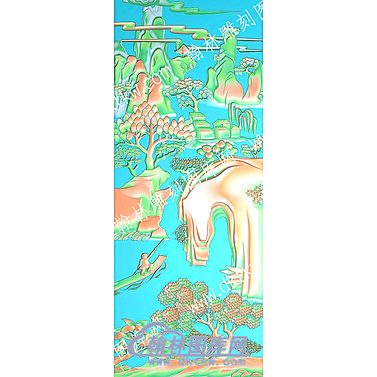 松树枫叶山庭院山水建筑精雕图（ZSSS-081）.jpg