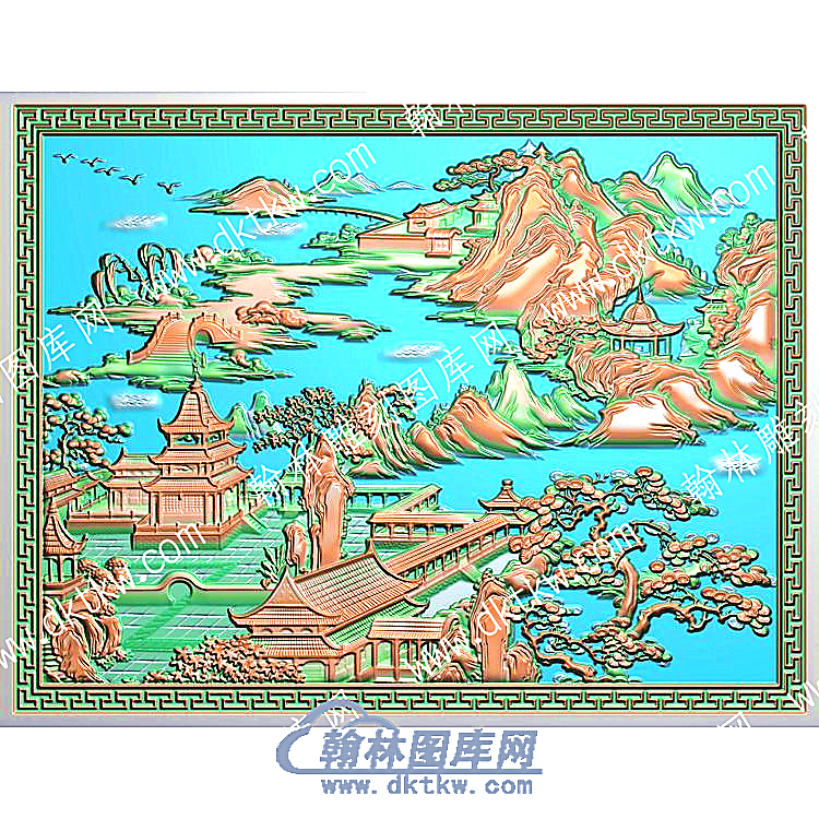 松树庭院山桥山水建筑精雕图（ZSSS-076）.jpg