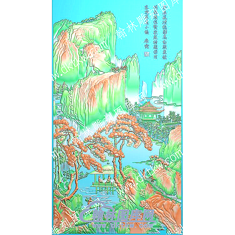 松树庭院山樵夫山水建筑精雕图（ZSSS-068）.jpg