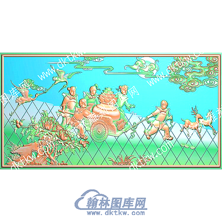 招财进宝祥云童子精雕图（ZSRW-178）.jpg