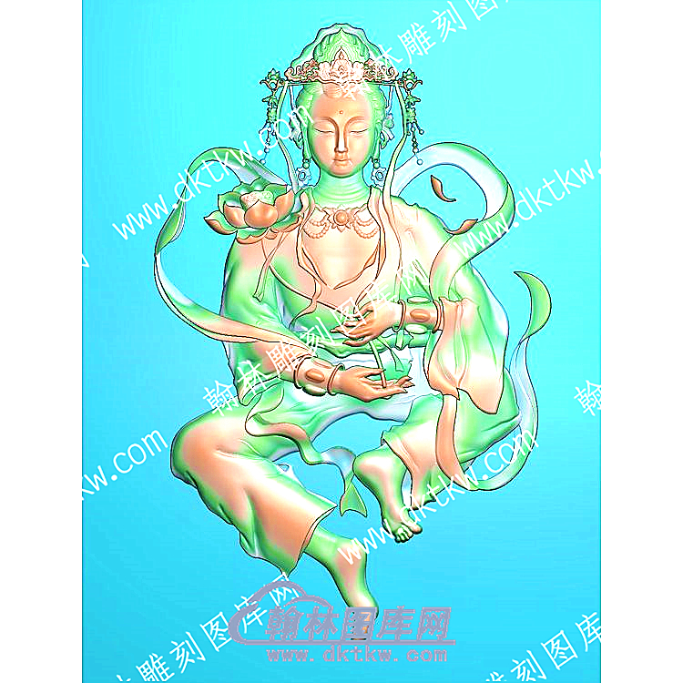 中式观音佛普贤菩萨精雕图（ZSRW-195）.jpg