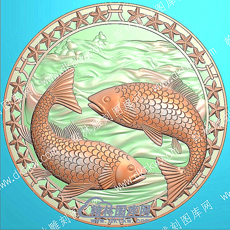 挂件十二星座双鱼座精雕图（GJRW-065）.jpg