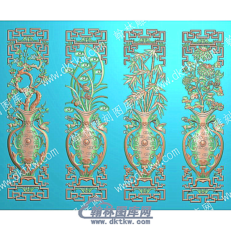 中式花瓶镂空四件套梅兰竹菊精雕图（ZSZW-807）.jpg
