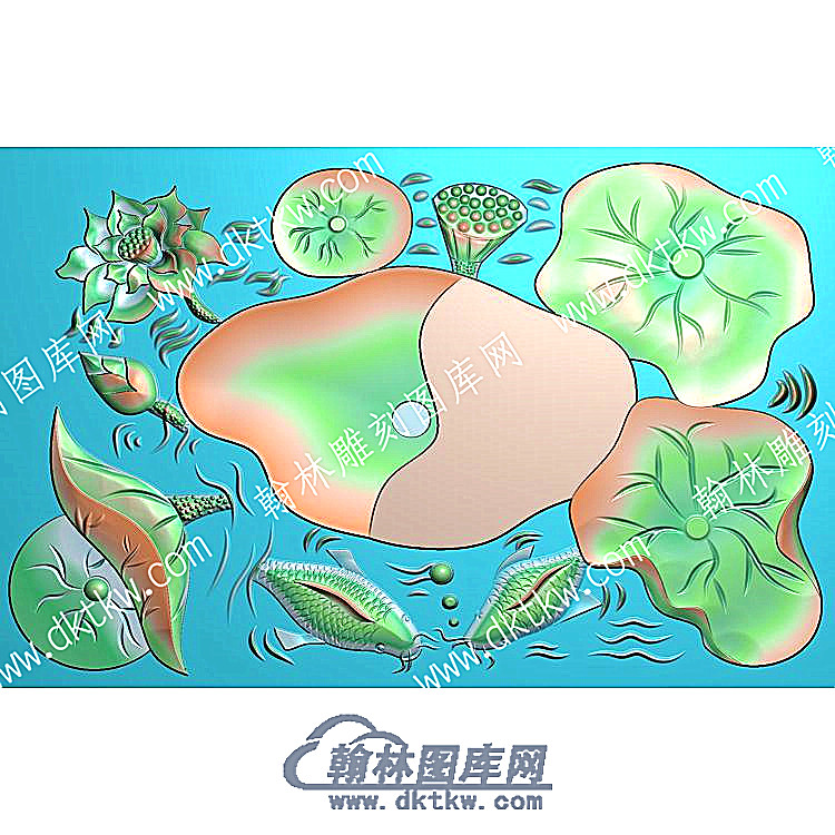 行业荷叶莲花莲蓬茶盘精雕图（HYCP-079）.jpg
