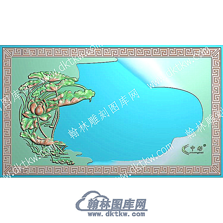 行业回纹边荷叶莲花精雕图（HYCP-083）.jpg