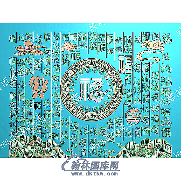 行业百福方框牌匾精雕图（HYPB-030）.jpg