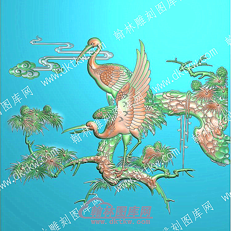 中式仙鹤祥云精雕图（ZSDW-625）.jpg