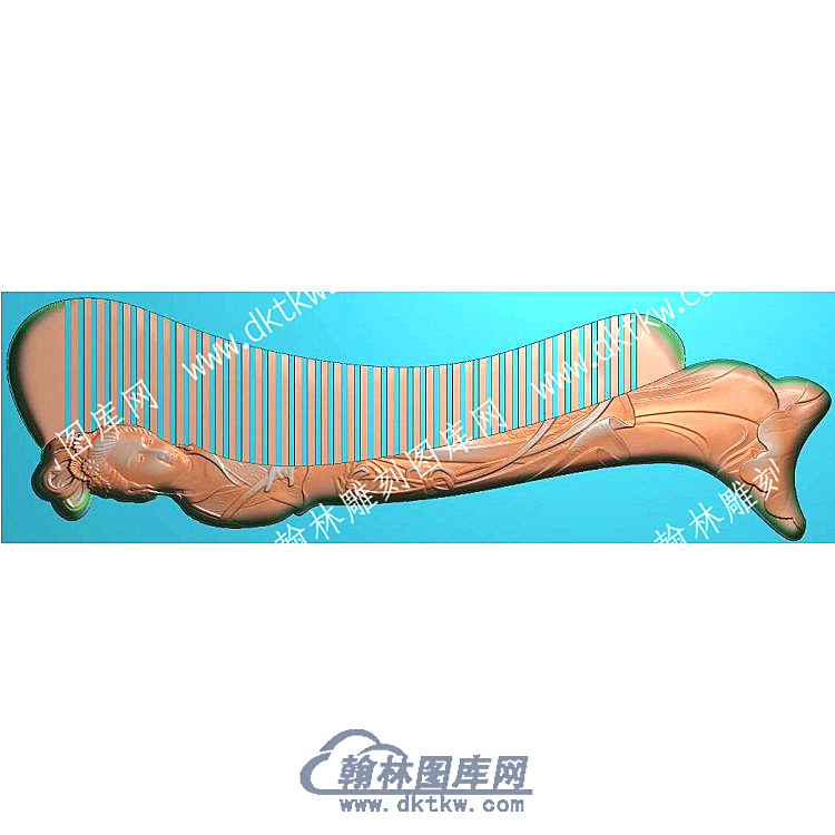 行业古代美女梳子精雕图（HYSZ-026）.jpg
