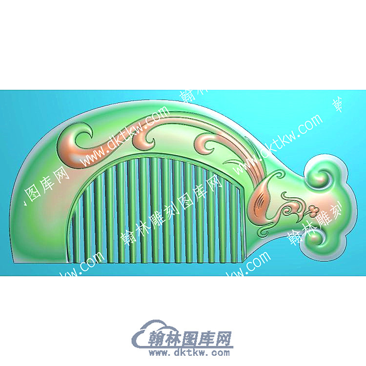 行业灵芝凤凰梳子精雕图（HYSZ-036）.jpg