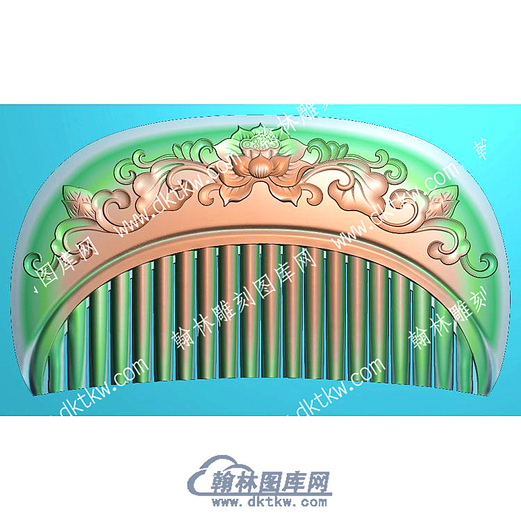 行业洋花荷花梳子精雕图（HYSZ-017）.jpg